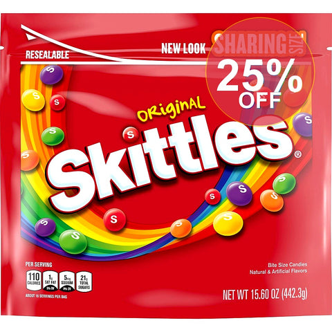 Skittles Sharing Size Candy Bag - Original, 15.6 Oz | 6 Pack