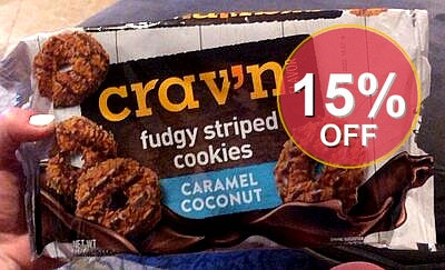 Crav N Flavor  Caramel Coconut Fudge Striped Cookies | 12 Pack