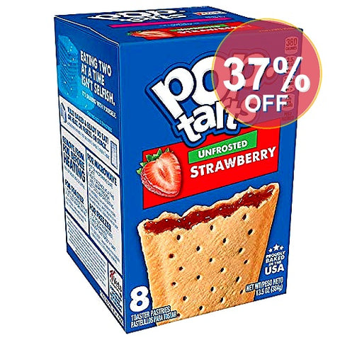 Kelloggs Pop Tarts Unfrosted Strawberry Toaster Pastries  13.5oz  8 Count | 12 Pack