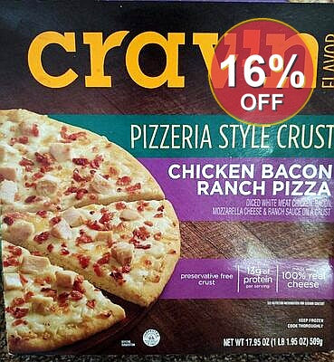 Crav'n Flavor Pizzeria Style Crust Chicken Bacon Ranch Pizza | 12 Pack