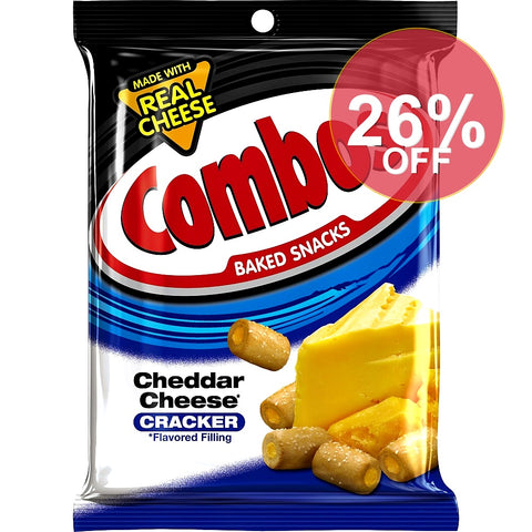 Combos Stuffed Snacks Cheddar Cheese Baked Cracker Snacks - 6.3 Oz Bag | 12 Pack