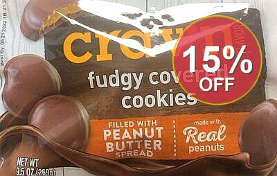 Fudgy Covered Cookies Filled with Peanut Butter Spread | 12 Pack