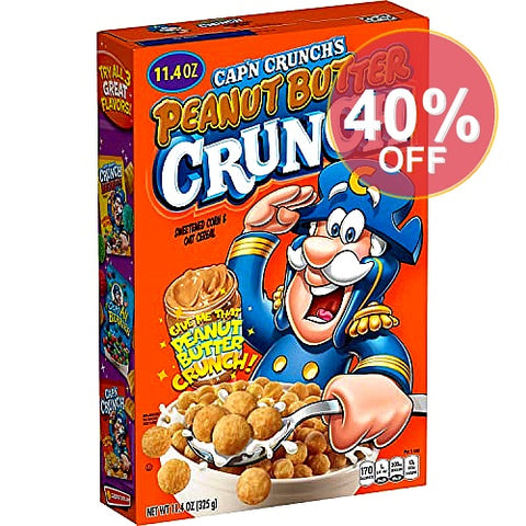 Cap'n Crunch Peanut Butter Crunch Breakfast Cereal, 12.5 Oz - 11.4 Oz | 14 Pack