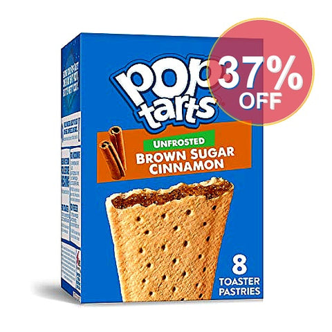 Pop-Tarts Unfrosted Brown Sugar Cinnamon Instant Breakfast Toaster Pastries  Shelf-Stable  Ready-to-Eat  13.5 Oz  8 Count Box | 12 Pack