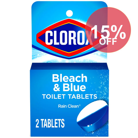 Clorox Toilet Tablets Bleach & Blue, Rain Clean, 2 Ct | 6 Pack