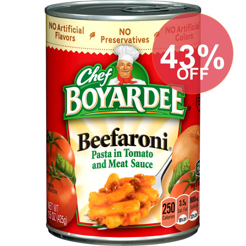 Chef Boyardee Beefaroni Pasta and Beef in Tomato Sauce | 24 Pack