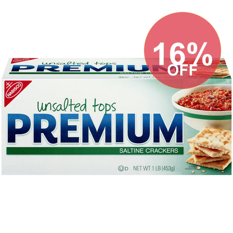 Nabisco Premium Unsalted Tops Saltine Crackers, 16 Oz | 12 Pack