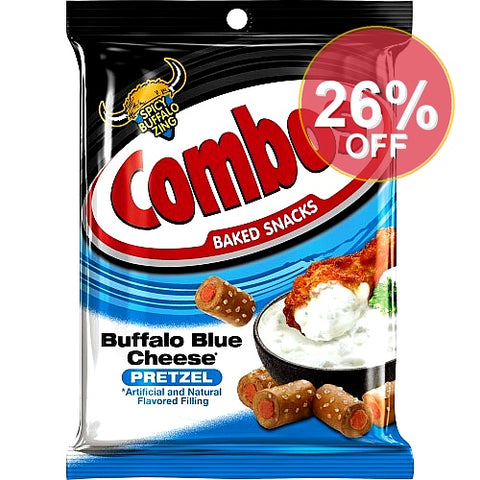 Combos Snacks Buffalo Blue Cheese Baked Pretzel Snacks - 6.3 Oz Bag | 12 Pack