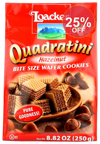 Wafer Qudrtni Hzlnt 250G Case of 6 X 8.82 Oz by Loacker | 6 Pack