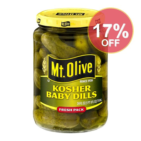 Mt. Olive Kosher Baby Dills 24 Oz (Pack of 12) | 12 Pack