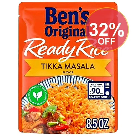 BEN'S ORIGINAL Ready Rice Tikka Masala Flavored Rice, Easy Dinner Side, 8.5 Oz Pouch | 12 Pack