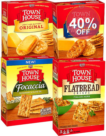 Town House Original Oven Baked Crackers  Party Snacks  13.8 Oz | 12 Pack