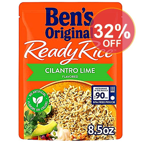 BEN S ORIGINAL Ready Rice Cilantro Lime Flavored Rice  Easy Dinner Side  8.5 OZ Pouch | 12 Pack