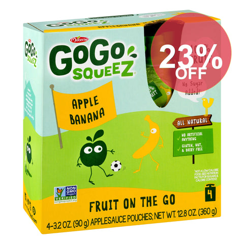 (4 Pack) GoGo Squeez Gluten-Free Apple Banana Applesauce Pouch  3.2 Oz  4 Pack | 12 Pack