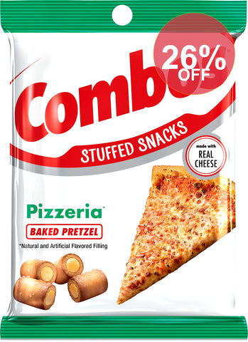 Combos Stuffed Snacks Pizzeria Baked Pretzel Snacks - 6.3 Oz Bag | 12 Pack