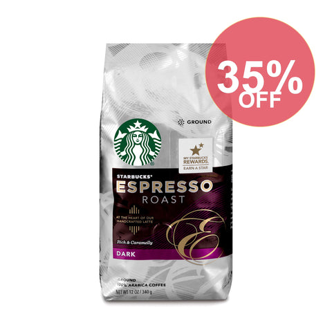 Starbucks Espresso Roast  Dark Roast Ground Coffee  100% Arabica  12 Oz | 6 Pack